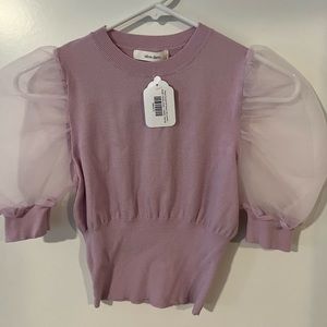 Puff sleeve cropped sweater top